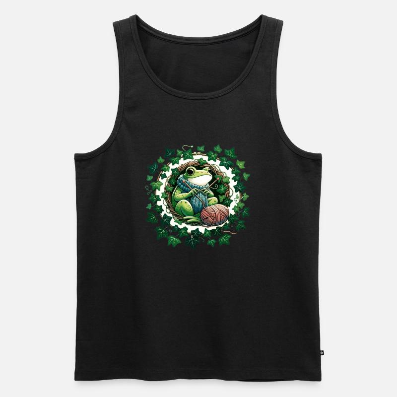 Strickfrosch - Männer Premium Bio Tank Top - Schwarz