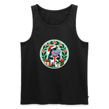 Weihnachts-Nilpferd - Männer Premium Bio Tank Top - Schwarz - Vorne - Michal (187cm)
