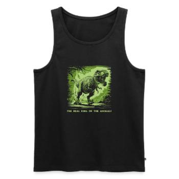 T Rex 07 2024 02 - Débardeur bio Premium Homme - noir - Devant - AI Model Male 178 light (178cm)