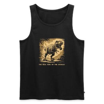 T Rex 07 2024 01 - Débardeur bio Premium Homme - noir - Devant - AI Model Male 178 light (178cm)