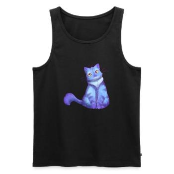 Chat Chat Nuit Bleu Nuit Étoiles Amoureux des Chats - Débardeur bio Premium Homme - noir - Devant - AI Model Male 178 light (178cm)