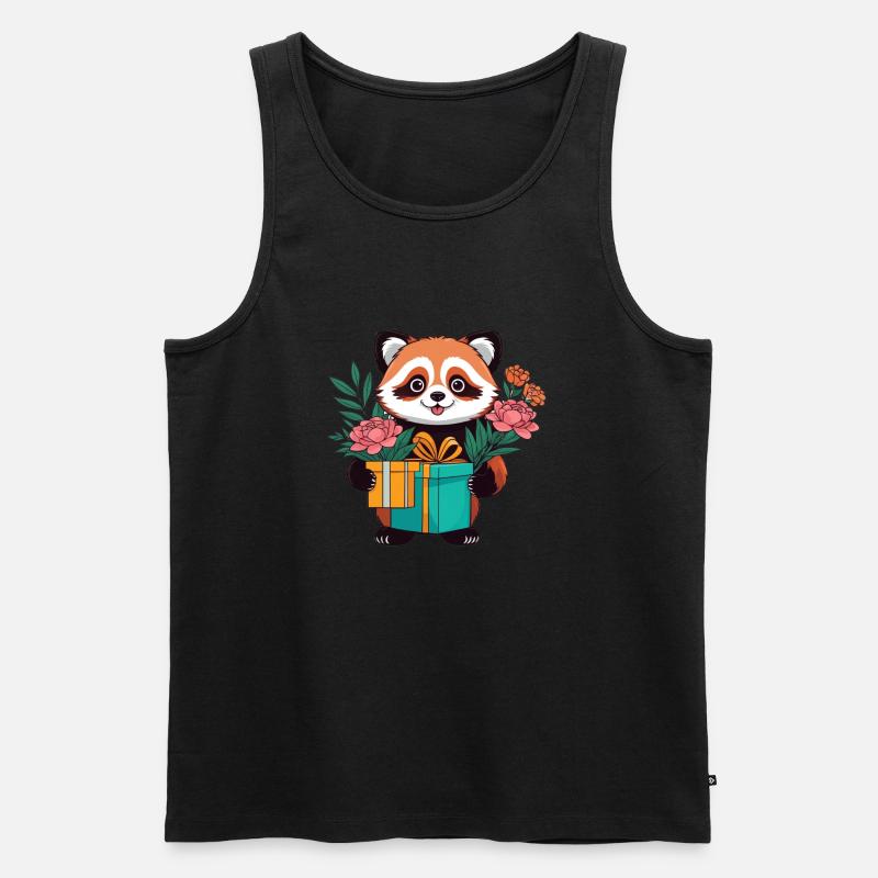 Roter Panda mit Geschenken - Männer Premium Bio Tank Top - Schwarz