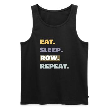 Eat Sleep Row Repeat, Rower's Lifestyle design - Men's Premium Organic Tank Top - black - Front - AI Model Male 178 light (178cm)