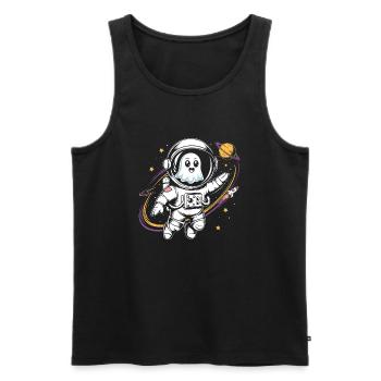 Cute Ghost In Space - Men's Premium Organic Tank Top - black - Front - AI Model Male 178 light (178cm)