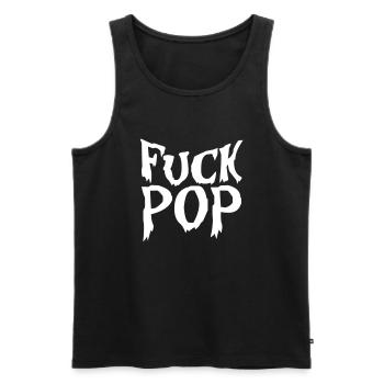 Fuck Pop Charts Musique Heavy Metal Hard Rock Amour - Débardeur bio Premium Homme - noir - Devant - AI Model Male 178 light (178cm)