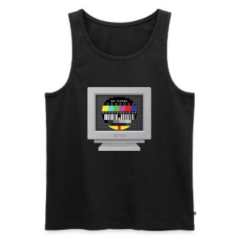 CRT Design - No signal (Mire) - Men's Premium Organic Tank Top - black - Front - AI Model Male 178 light (178cm)