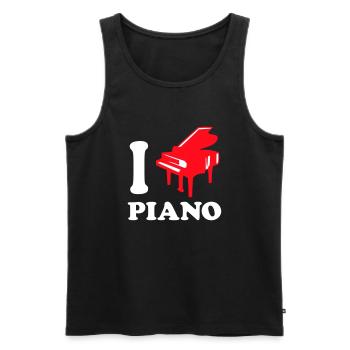 I Love Piano Piano Heart Music Instrument Love - Men's Premium Organic Tank Top - black - Front - Michal (187cm)