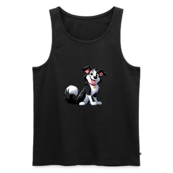 Border Collie 5 - Männer Premium Bio Tank Top - Schwarz - Vorne - Michal (187cm)