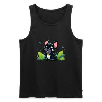 Französische Bulldogge 2 - Männer Premium Bio Tank Top - Schwarz - Vorne - Michal (187cm)