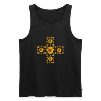 Croix de tournesol - Débardeur bio Premium Homme - noir - Devant - AI Model Male 178 light (178cm)