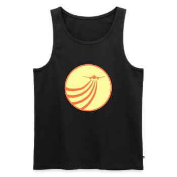 Airplane Flying In The Sun Flying Stripe Round - Men's Premium Organic Tank Top - black - Front - Michal (187cm)