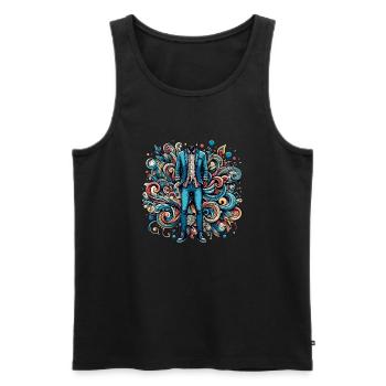 A colorful suit in an abstract world - Men's Premium Organic Tank Top - black - Front - AI Model Male 178 light (178cm)