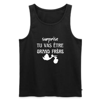surprise tu vas être grand frère - Débardeur bio Premium Homme - noir - Devant - Michal (187cm)