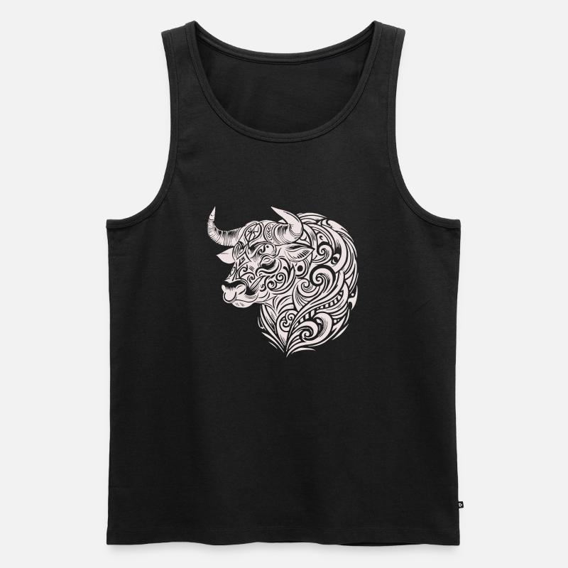 Stier Tribal - Männer Premium Bio Tank Top - Schwarz