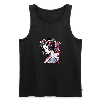 Japanese Woman Portrait Geisha Tradition Culture A - Men's Premium Organic Tank Top - black - Front - Michal (187cm)