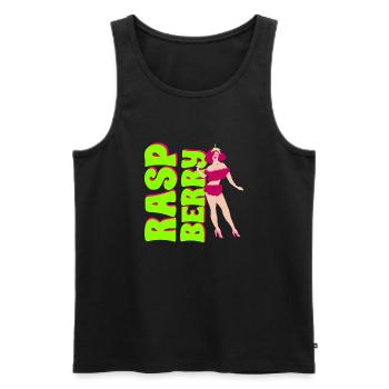Vintage Himbeere Pin-up - Männer Premium Bio Tank Top - Schwarz - Vorne - AI Model Male 178 light (178cm)