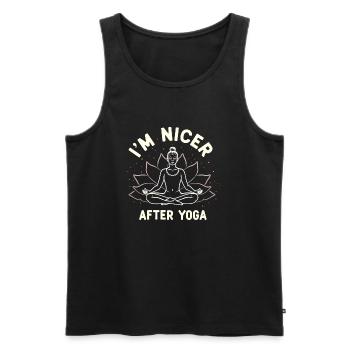 Drôle Yoga Méditation Chakra Jeu de mots - Débardeur bio Premium Homme - noir - Devant - AI Model Male 178 light (178cm)