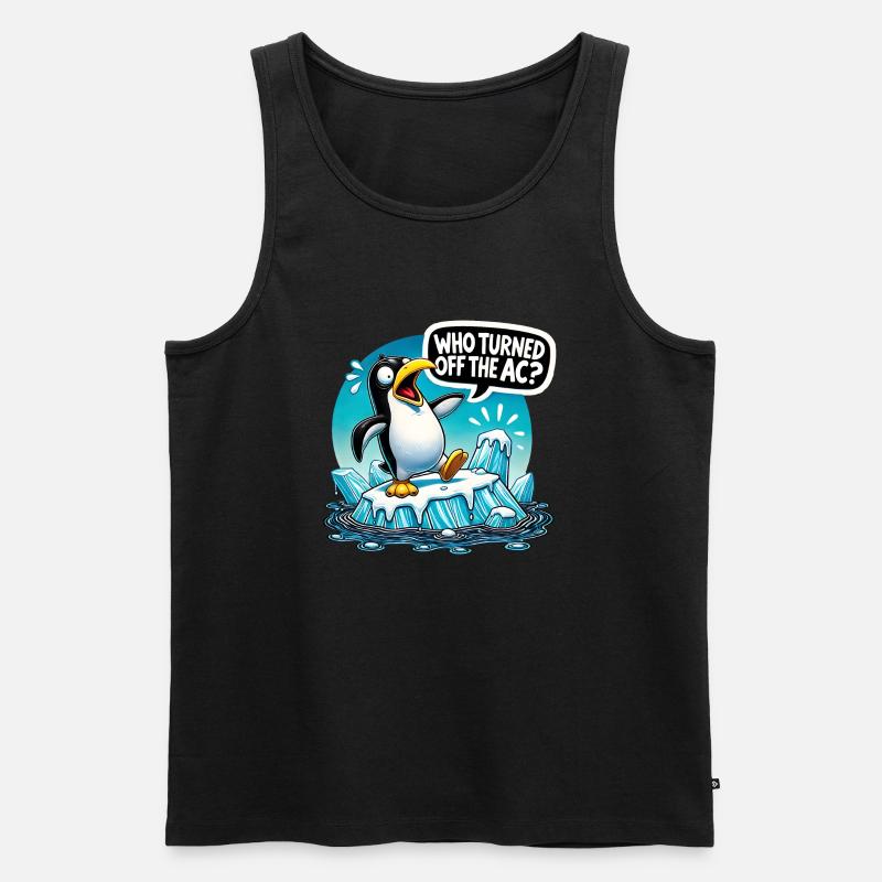 Funny Penguin Global Warming - Männer Premium Bio Tank Top - Schwarz