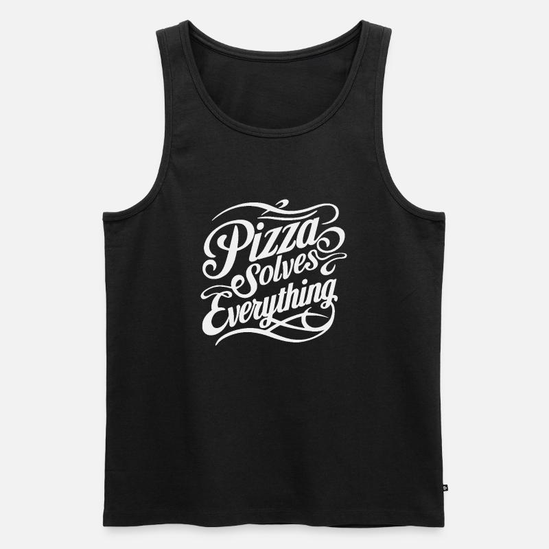 Pizza solves everything - Men's Premium Organic Tank Top - black