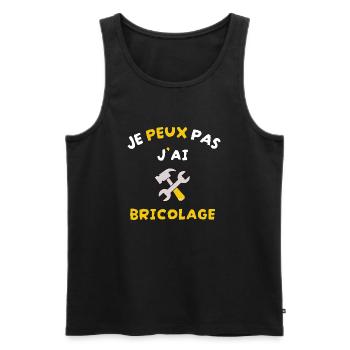 je peux pas j'ai bricolage - Débardeur bio Premium Homme - noir - Devant - AI Model Male 178 light (178cm)