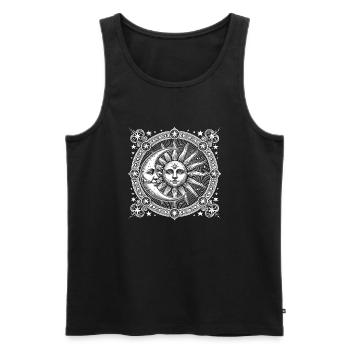 Sun and moon with face - Men's Premium Organic Tank Top - black - Front - AI Model Male 178 light (178cm)