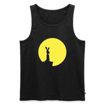 Hase Mond Klippe Berg Nacht Rund Sonne guckt steht - Männer Premium Bio Tank Top - Schwarz - Vorne - Michal (187cm)