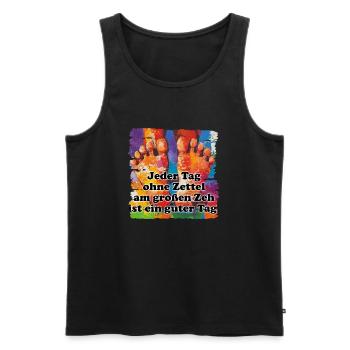 Das Leben ist unser wertvollstes Gut - Männer Premium Bio Tank Top - Schwarz - Vorne - Michal (187cm)