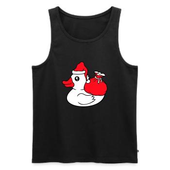 Chapeau de sac de canard Père Noël Noël Avent - Débardeur bio Premium Homme - noir - Devant - Michal (187cm)