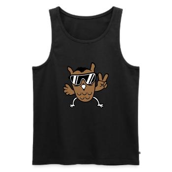 Coole Eule Peace Handzeichen Victory Sonnenbrille - Männer Premium Bio Tank Top - Schwarz - Vorne - Michal (187cm)
