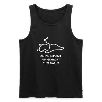 TEETH BRUSHED PI*PI MADE GOOD NIGHT, Sleeping - Men's Premium Organic Tank Top - black - Front - Michal (187cm)