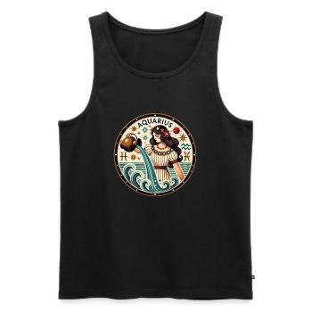 Aquarius - Men's Premium Organic Tank Top - black - Front - Michal (187cm)