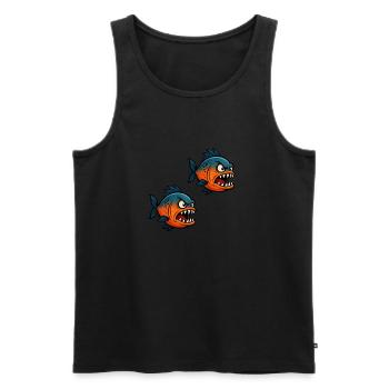 Piranha Bande dessinée 2 - Débardeur bio Premium Homme - noir - Devant - Michal (187cm)
