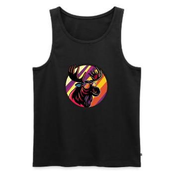 Elch Comic Cool - Männer Premium Bio Tank Top - Schwarz - Vorne - AI Model Male 178 light (178cm)