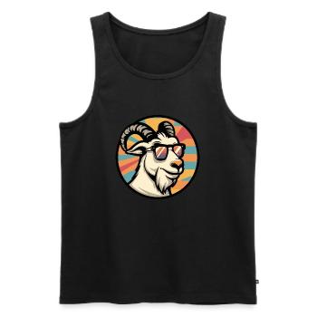 Mountain Goat Comic Cool - Men's Premium Organic Tank Top - black - Front - Michal (187cm)