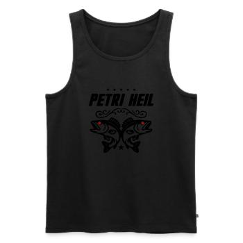 Petri Heil Fischen - Männer Premium Bio Tank Top - Schwarz - Vorne - AI Model Male 178 light (178cm)