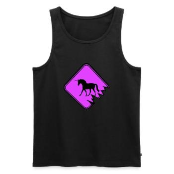 Licorne Signe d’avertissement Danger Prudence Mignon - Débardeur bio Premium Homme - noir - Devant - Michal (187cm)