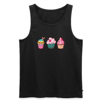 Cupcake Muffin Gâteau à la confiserie - Débardeur bio Premium Homme - noir - Devant - Michal (187cm)
