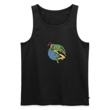 Fly fishing perch fish - Men's Premium Organic Tank Top - black - Front - AI Model Male 178 light (178cm)