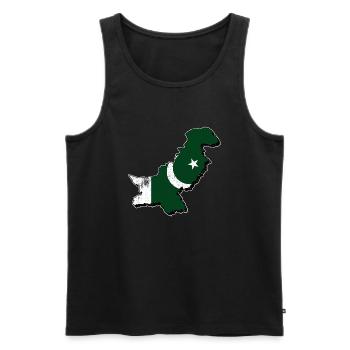 Pakistan - Men's Premium Organic Tank Top - black - Front - AI Model Male 178 light (178cm)