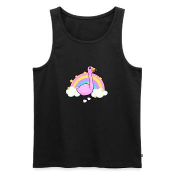 Flamingo und ein Regenbogen-Cartoon - Männer Premium Bio Tank Top - Schwarz - Vorne - AI Model Male 178 light (178cm)