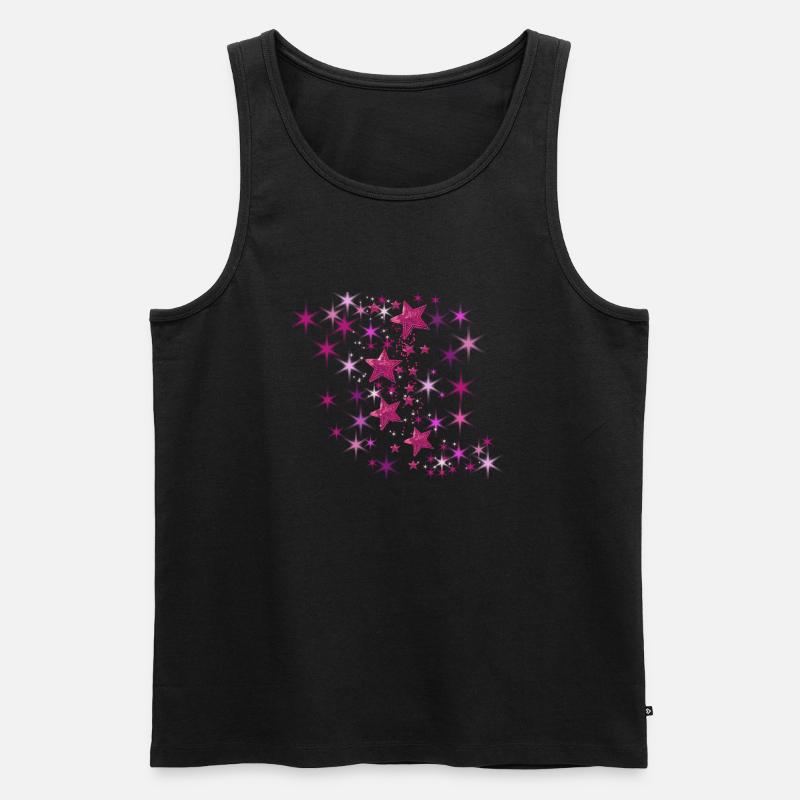 sterne,pailetten, pink, stern - Männer Premium Bio Tank Top - Schwarz