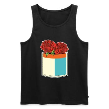 Botanique Nature Floral Cadeau Chest Poche Roses - Débardeur bio Premium Homme - noir - Devant - Michal (187cm)