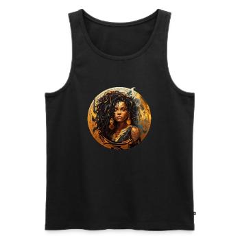 Portrait Femme Afrique Pouvoir Cadeau Afrique Fans - Débardeur bio Premium Homme - noir - Devant - AI Model Male 178 light (178cm)