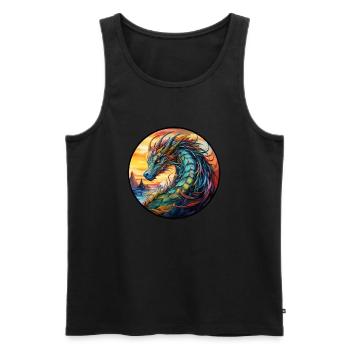 Dragon élégant, animal de pouvoir pour la force et la protection - Débardeur bio Premium Homme - noir - Devant - Michal (187cm)
