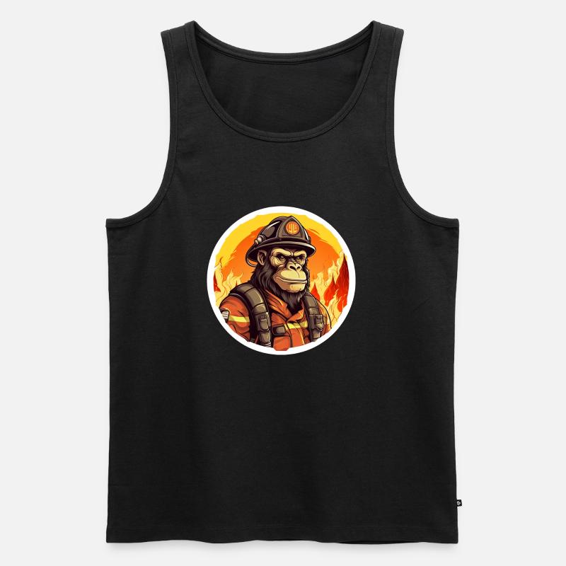 Feuerwehr Affe - Männer Premium Bio Tank Top - Schwarz