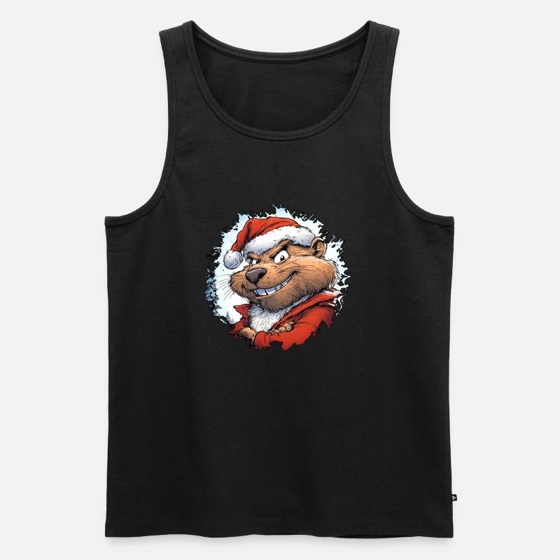 Biber Christmas - Männer Premium Bio Tank Top - Schwarz