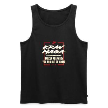 Krav Maga Backup läuft aus Munitionskampf - Männer Premium Bio Tank Top - Schwarz - Vorne - Michal (187cm)