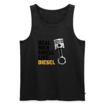 Real Men Smell Like Diesel | Amateurs de voitures - Débardeur bio Premium Homme - noir - Devant - AI Model Male 178 light (178cm)
