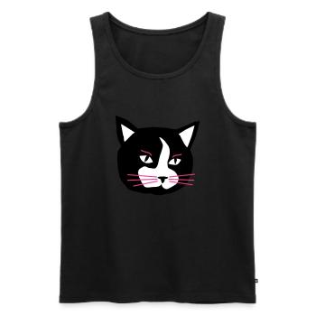 Cat - Männer Premium Bio Tank Top - Schwarz - Vorne - AI Model Male 178 light (178cm)