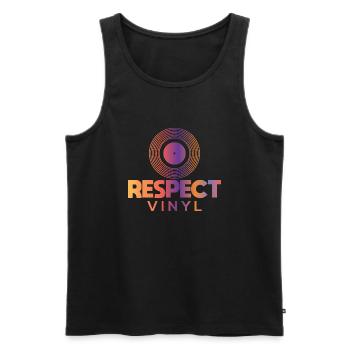 Disco Sisco • Respect Vinyl - Men's Premium Organic Tank Top - black - Front - AI Model Male 178 light (178cm)
